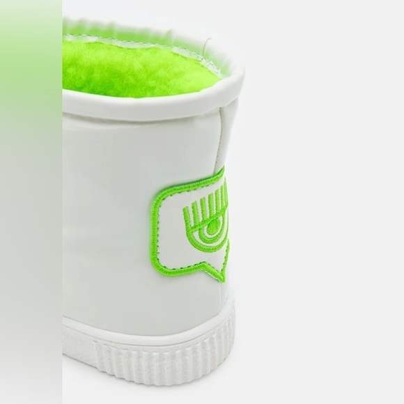 CHIARA Ferragni Logo Patch White Vinyl and Plush Lined Ankle Booties Size 39 - Picture 6 of 16